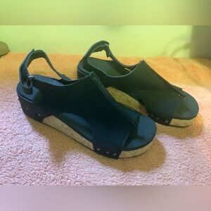 Black Platform Sandals with Cork Sole